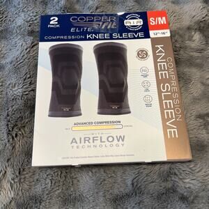 OPEN BOX - 2 PK - Small /Med - 12-16" Copper Fit Compression Knee Sleeve Brace